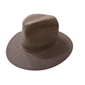 Vintage Henschel Hat Cowboy Fitted Mens 7 1/4 Brown Wide Brim Western Chin Cord